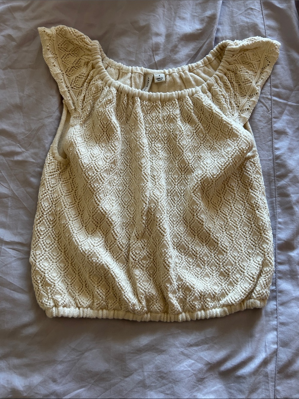 Janie and Jack Cream Eyelet Knit Tank Top